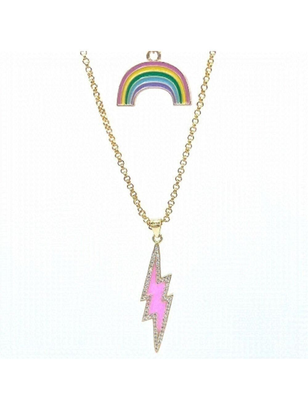SWEET Rainbow and Lightening Bolt Necklace Set.